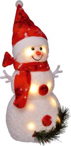 Bambelaa! Schneemann LED Rot Weihnachtsdeko Beleuchtet 42 cm Batterie