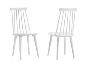 Duhome 2er Set Esszimmerstuhl aus Holz Weiß Stuhl Vintage Design Retro geschwungene Rückenlehne Clovis