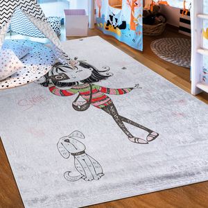 Mazovia Kinderzimmerteppich Antirutsch - Waschbar bis 30 Grad - Mädchen - Kurzflor Kinderteppich Teppich für Kinderzimmer -   - Teppiche Junge Mädchen Grau 160 x 230 cm