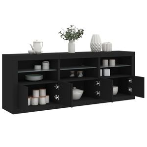 vidaXL Sideboard mit LED-Leuchten Schwarz 181,5x37x67 cm