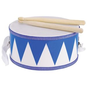 Goki Trommel blau - weiß mit 2 Holzschläge und Tragegurt  Kindertrommel  61898 NEU