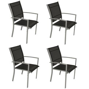 DEGAMO Gartensessel Stapelsessel PINO, Metall + Textilgewebe schwarz, 4 Stück