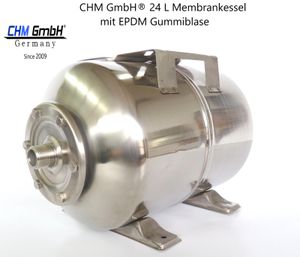 CHM GmbH® Druckkessel Membrankessel 24 L Edelstahl Hauswasserwerk horizontal