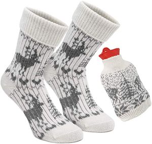 BRUBAKER Cuddly Gift Set Warm Feet Ladies Norwegian Socks s pletenou lahví na horkou vodu