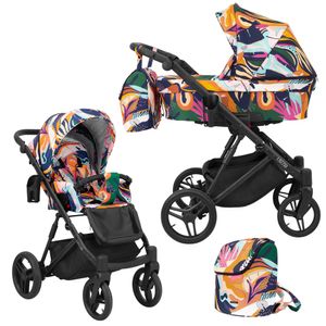 Kinderwagen LAZZIO Sportwagen Babywagen Babyschale Komplettset Kinder Wagen Set 2 in 1 (farbig, Rahmenfarbe: Schwarz)