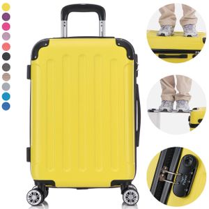 Flexot® F-2045 Handgepäck Bordcase Trolley Koffer Reisekoffer Hartschale Doppeltragegriff mit Zahlenschloss Gr. M Gelb