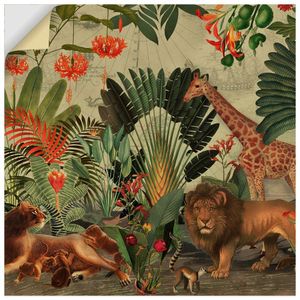 ARTland Wandbild, selbstklebend Vintage Afrika Dschungel Tier Safari Größe: 70x70 cm