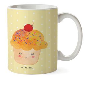 Mr. & Mrs. Panda Kindertasse Cupcake - Gelb Pastell - Geschenk, Kunststoff Tasse, Kindergarten Tasse, Wunder, Tiermotive, Muffin, Kunststoffgeschirr, Tiere, Cupcakes