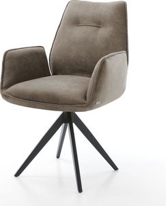 DELIFE Esszimmerstuhl Zoa-Flex Mikrofaser Taupe Vintage Kreuzgestell kantig Schwarz Taschenfederkern