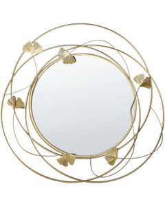 BELIANI Wandspiegel Gold Metall dia. 47 cm Ginkgo-Verzierung Modern Glamour für Wohnzimmer für Schlafzimmer