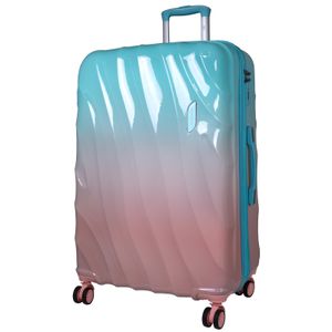 Polycarbonat großer Reisekoffer Marbella 77 cmTrolley pink-blau Farbverlauf Dehnfalte