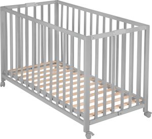 roba Klappbett Fold Up 60 x 120 - Klappbares Babybett aus Holz - 2-fach höhenverstellbar - Platzsparendes Gitterbett auf Rollen - Taupe roba Klappbett Fold Up 60 x 120 - Klappbares Babybett aus Holz - 2-fach höhenverstellbar - Platzsparendes Gitterbett auf Rollen - Taupe