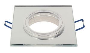 Reflektor wpuszczany GU10 szklana rama wpuszczana światło wpuszczane Ø75mm otwór z gniazdem GU10 do żarówek LED srebrny kątowy
