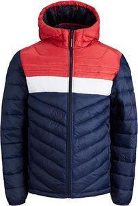 Jack&Jones JJEHERO PUFFER HOOD NOOS Navy Blazer/TRUE RED BLOC M