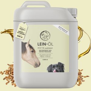 Leinöl 5 L für Pferde & Hunde - 100 % kaltgepresstes Leinöl Pferd 5 Liter - Leinöl Pferd