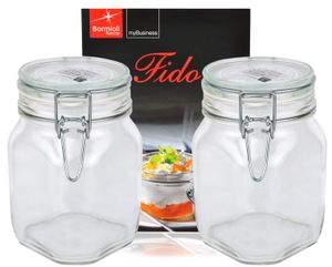 2er Set Einmachglas Bügelverschluss Original Fido 1,0L Vorratsgläser incl. Bormioli Rezeptheft