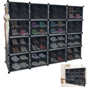 UISEBRT Schuhschrank Kunststoff modular DIY Steckregal System Schuhablage Garderobe Schuhregal Regalsystem 4 Reihen 8 Fächer 163 x 32 x 124cm