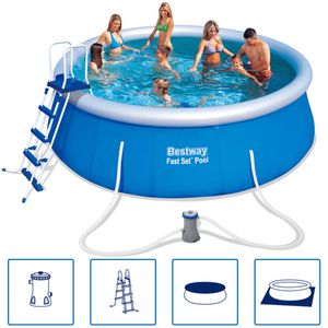 Instalační bazénová sada Bestway® Fast Set™ s filtračním čerpadlem Ø 457 x 122 cm, modrá, kulatá