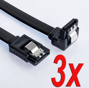 3er Set 0,5m SATA-3 Kabel Schwarz | S-ATA 6 Gb/s High Speed SSD HDD 90° Winkel