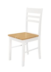 2er Set Esszimmerstuhl aus Holz weiß Sitzfläche Massivholz Küchenstuhl