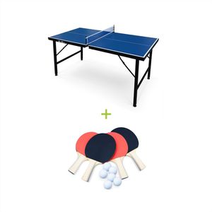 sweeek - INDOOR Mini-Tischtennisplatte 150x75cm mit Zubehör - Blau