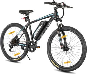 Hiland 26 Zoll Herren Damen Elektrofahrrad, 7 Gang Elektro-Mountainbike, 250W Scheibenbremse Elektrofahrrad für Erwachsene,  mit 36V 7.8Ah, Schwarz