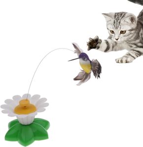 Interaktives Katzenspielzeug, Elektrisches Fliegendes Vogelspielzeug für Katzen, 360 ° Drehbarem Rotierendes Lustig für Katze Kätzchen (Vogel Farbe zufällig)