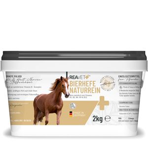 REAVET Bierhefe für Pferde 2kg – Naturrein in , für glänzendes kräftiges Fell + Vitale Haut, Biotin & Vitamin B I Naturprodukt Bierhefe für Pferde Ohne Zusätze