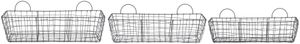 Esschert Design 3er Set Drahtkörbe mit Aufhänge-Haken, 52,8 x 13,4 x H13,4 cm, länglich, aus Eisendraht, in 3 verschiedenen Größen