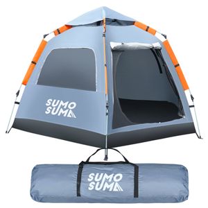 Sumosuma Campingzelt wasserdicht für 4 Personen, automatisches Wurfzelt, Wurfzelt mit Vorzelt, Tasche, Pop up Zelt Sofortzelt für Camping, Dunkelgrau