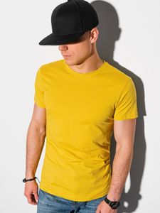 Ombre Herren T-shirt Top Kurzarm Shirt Rundausschnitt Einfarbig Casual Basic für Männer 100 % Baumwolle 7 Farben S-XXL S1370 Gelb XL