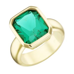 Ring Giorgio Martello Milano mit grünem Kristallstein, vergoldet, Silber 925 Grün 52