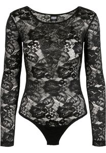 Urban Classics TB4511  Ladies Lace Longsleeve Body, Größe:XXL, Farbe:Black