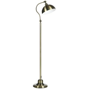 HOMCOM Stehlampe mit E27 Fassung, Stehleuchte mit verstellbarem Lampenschirm, 40 W Bogenlampe im Retro-Design, mit Messingoptik, für Wohnzimmer, Schlafzimmer