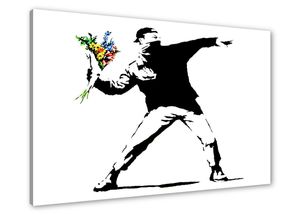 80 x 60 cm Bild auf Leinwand Banksy 4170-SCT deutsche Marke und Lager  -  Die Bilder / das Wandbild / der Kunstdruck ist fertig gerahmt
