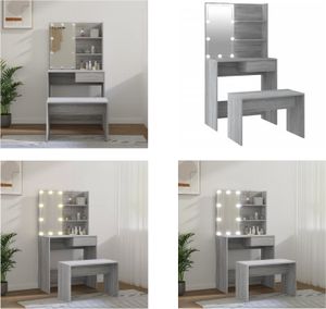 vidaXL Toaletka z oświetleniem LED szara drewno sonoma - Toaletka z oświetleniem LED - Toaletka z oświetleniem LED - Toaletka - Toaletka z lustrem