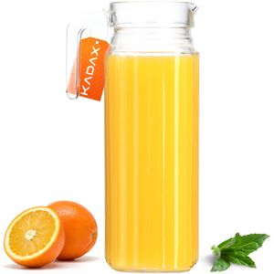 KADAX džbán, sklenený džbán, džbán na vodu s výlevkou a praktickým držadlom, priehľadný, 1,1 l, 1 kus