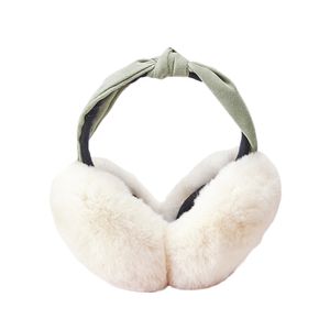 Frauen einfarbig faltbare Plüsch Ohrenschützer Ohrenklappen Winter Ohrenwärmer Abdeckungen-weiß