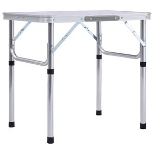 vidaXL Skladací kempingový stôl biely hliník 60x45 cm