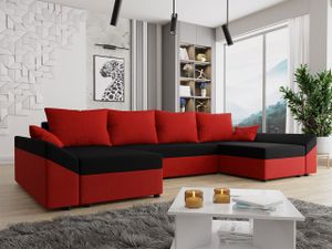 Mirjan24 Ecksofa Dante U, Eckcouch, Couch mit Bettkasten und Schlaffunktion, U-Form, Wohnzimmer (Farbe: Alova 46 + Alova 04)