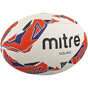 Mitre - "Squad" Rugby-Ball CS272 (3) (Weiß/Rot/Blau)