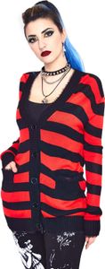 Jawbreaker Strickjacke Red Striped Oversized Cardigan Punk Grufti Gothic Jawbreaker Strickjacke Red Striped Oversized Cardigan Punk Grufti Gothic