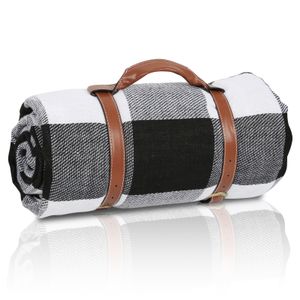 Picknickdecke 200x200cm Wasserdicht und Isoliert Reisedecke Campingdecke Stranddecke Leicht Kompakt XXL Camping Picknick Outdoor Garten Ultraleicht Campingmatte Schwarz-weiß kariert