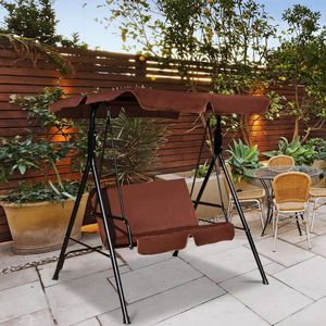 COSTWAY 2-Sitzer Hollywoodschaukel mit Sonnendach Gartenschaukel Gartenliege Schaukel Schaukelbank Gartenbank Braun