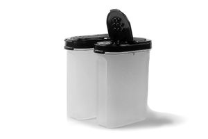 TUPPERWARE Gewürz-Riese 270 ml (2) schwarz Gewürz Behälter Gewürzbehälter groß + SPÜLTUCH