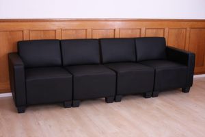 Modular 4-Sitzer Sofa Couch Lyon, Kunstleder  schwarz