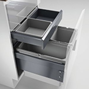 Naber, Cox® Base 1T 500-3 mit Base-Board. Abfallsammler, hellgrau, Höhe 460 mm - Mülleimer