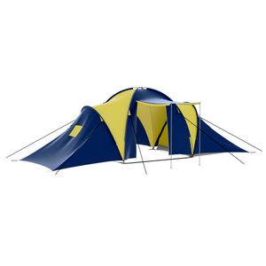 [CHARME] Campingzelt|Familienzelt|Lagerzelt|Tunnelzelt 9 Personen Stoff Blau/Gelb Stilvoll Direkt vom Herstelle Campingzelt|Familienzelt|Lagerzelt|Tunnelzelte