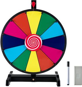 COSTWAY 15" rotujúce koleso šťastia, vrátane gumy a fixky, rotujúce koleso Lucky Wheel na lotériové hry a slovné hry