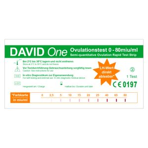 David One 20 Ovulationstest 0-80 miu/ml + 5 Schwangerschaftstest Streifen